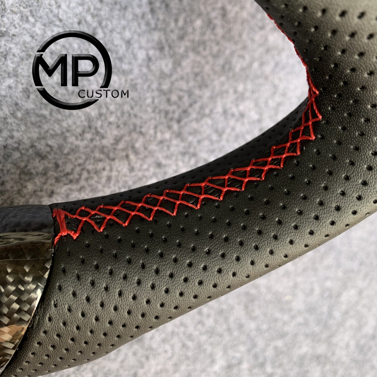 MPCUSTOM Fit For Toyota 86 (GT86) 2016-2020/Scion FRS Release Series 2.0 &nbsp;2016+/Subaru BRZ 2016-2020 carbon fiber steering wheel black perforated leather red center line