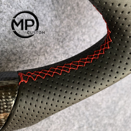 MPCUSTOM Fit For Toyota 86 (GT86) 2016-2020/Scion FRS Release Series 2.0 &nbsp;2016+/Subaru BRZ 2016-2020 carbon fiber steering wheel black perforated leather red center line