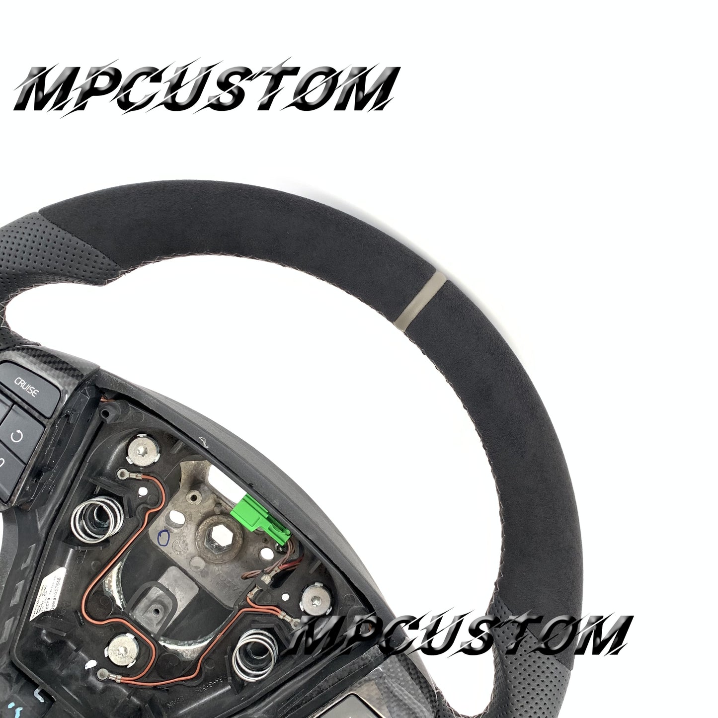 Mpcustom for Volvo S40 2008 carbon fiber steering wheel white stitching