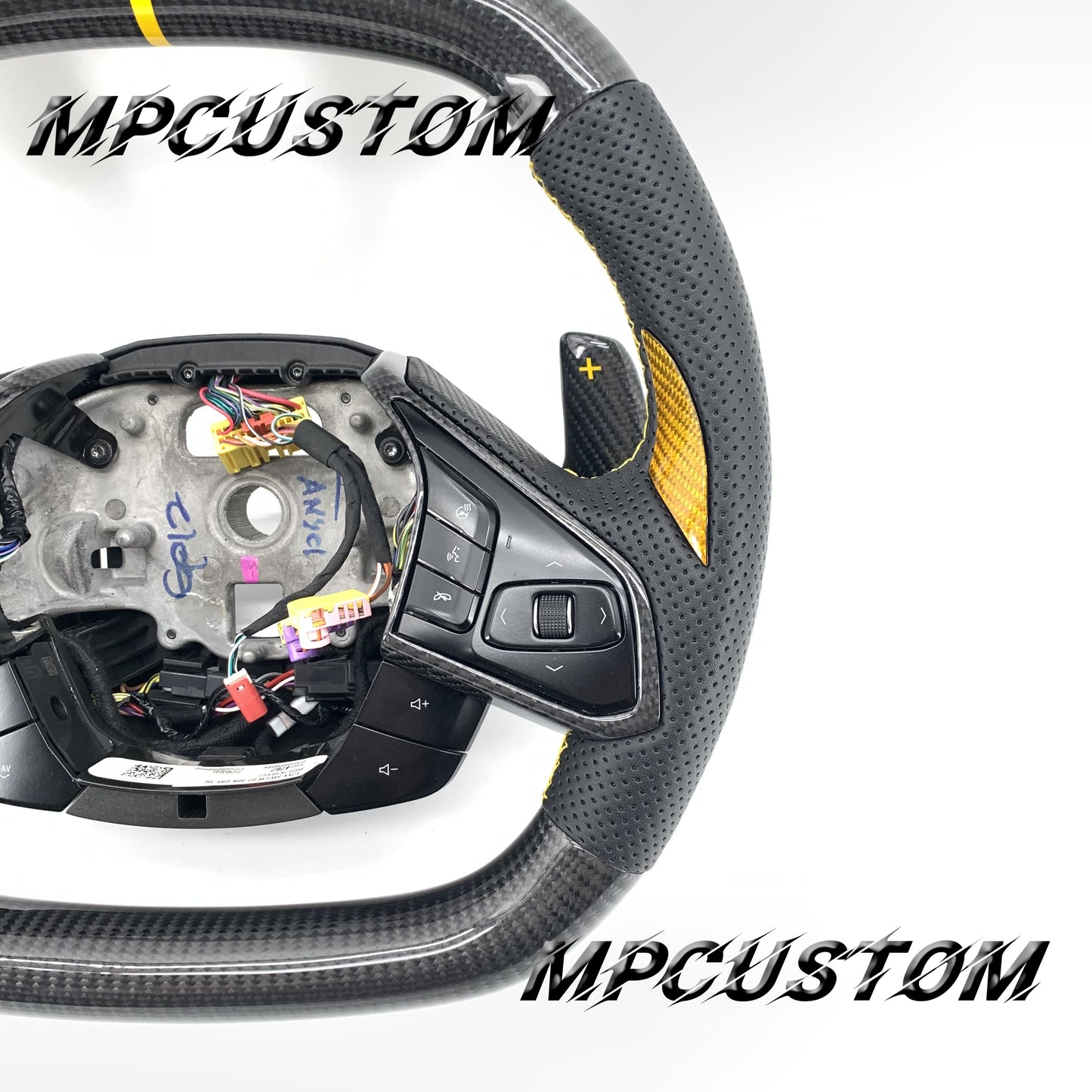 Mpcustom for Chevrolet Corvette C8 2020+ carbon fiber steering wheel flat top and flat bottom