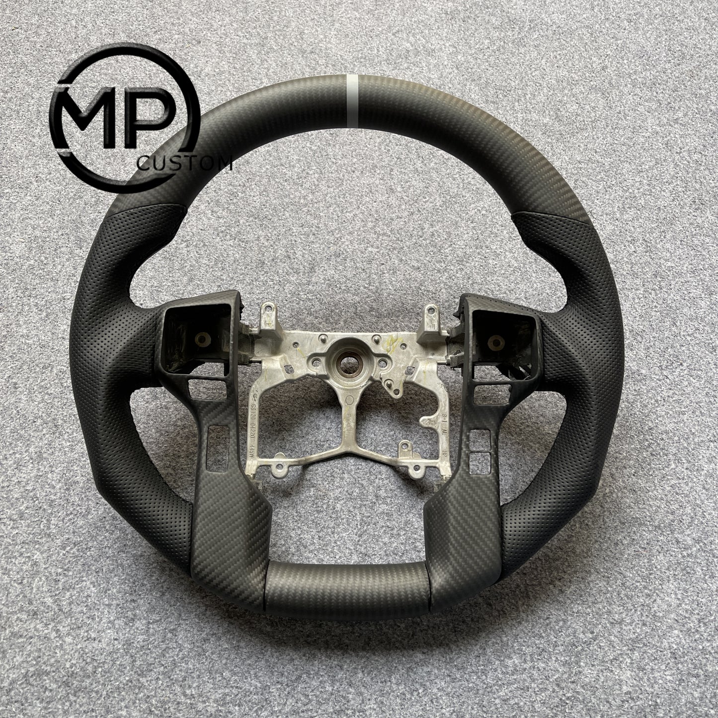 MPCUSTOM Fit For Toyota 4Runner Tundra Tacoma 2014-2017 carbon fiber steering wheel black perforated leather white center line