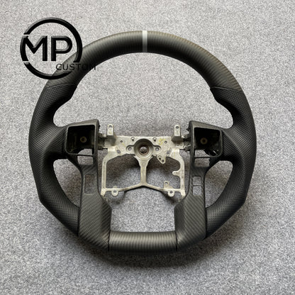 MPCUSTOM Fit For Toyota 4Runner Tundra Tacoma 2014-2017 carbon fiber steering wheel black perforated leather white center line