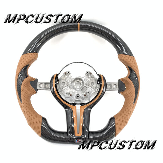 Mpcustom for BMW M2 F87/M3 F80/M4 F82/F83/M5F10/F90 carbon fiber steering wheel brown stripe line