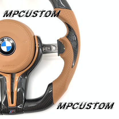 Mpcustom for BMW 5 series F10/F11 carbon fiber steering wheel brown stripe line