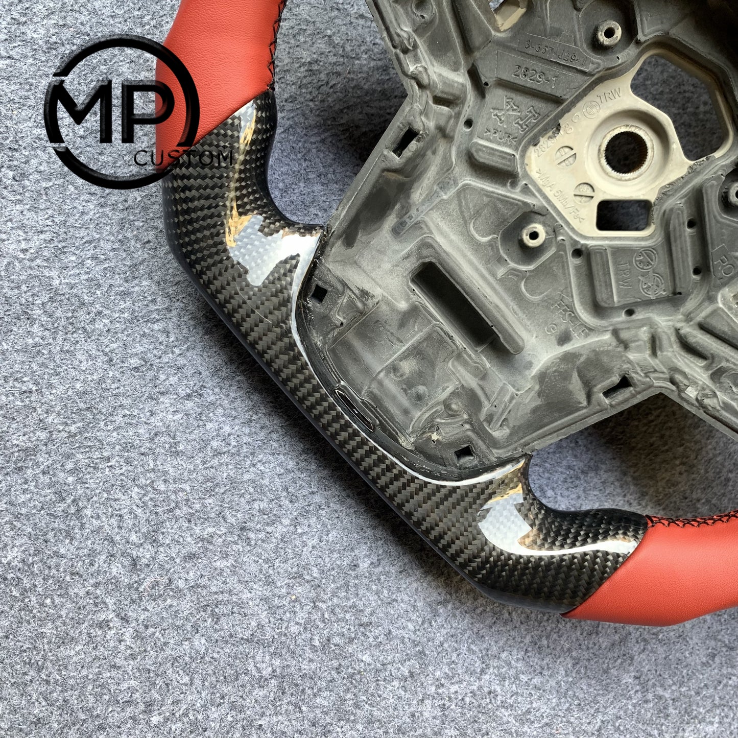 MPCUSTOM Fit For Toyota GR Supra A90 MKV MK4 MK5 2020-2025 carbon fiber steering wheel red smooth leather red center line