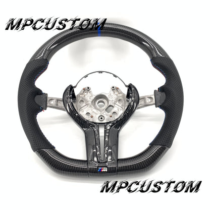 Mpcustom for BMW 3 series F30/F31/F35 carbon fiber steering wheel blue stripe line and flat bottom
