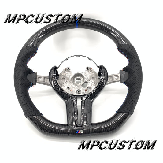 Mpcustom for BMW 3 series F30/F31/F35 carbon fiber steering wheel blue stripe line and flat bottom
