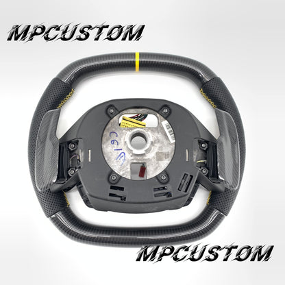 Mpcustom for Chevrolet Corvette C8 2020+ carbon fiber steering wheel yellow stitching
