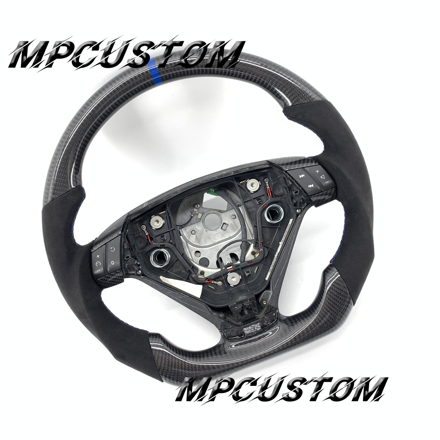 Mpcustom for Volvo S60 2005-2009 carbon fiber steering wheel blue stitching