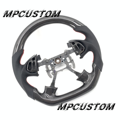 Mpcustom for Acura TL 2004-2006 carbon fiber steering wheel gloss balck carbon fiber and red stitching