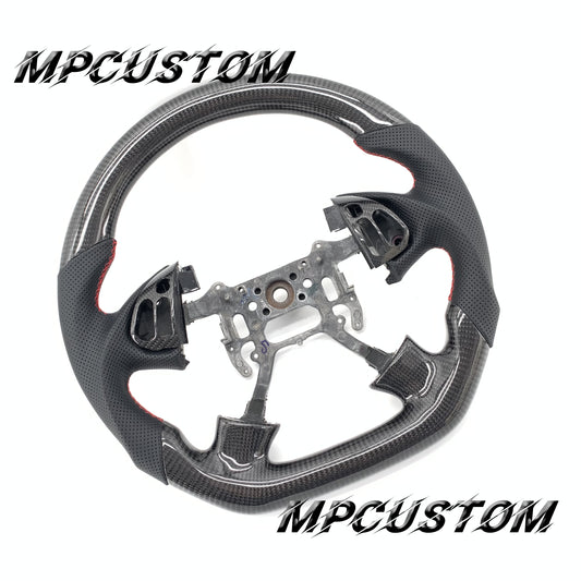 Mpcustom for Acura TL 2004-2006 carbon fiber steering wheel gloss balck carbon fiber and red stitching