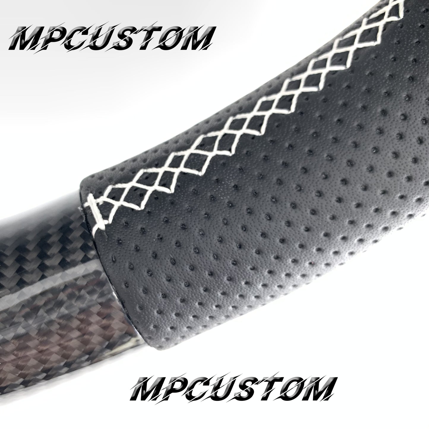Mpcustom for Jaguar XF X250 2008-2011 carbon fiber steering wheel white stitching