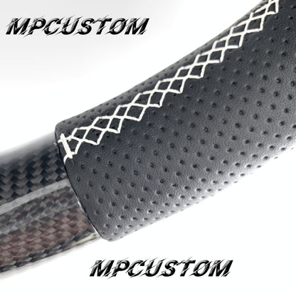 Mpcustom for Jaguar XF X250 2008-2011 carbon fiber steering wheel white stitching