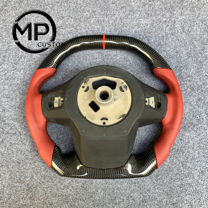 MPCUSTOM Fit For Toyota GR Supra A90 MKV MK4 MK5 2020-2025 carbon fiber steering wheel red smooth leather red center line