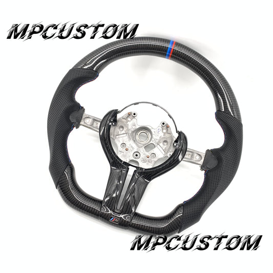 Mpcustom for BMW 1 series F20/F21/F40 carbon fiber steering wheel flat bottom and perfoarated leather