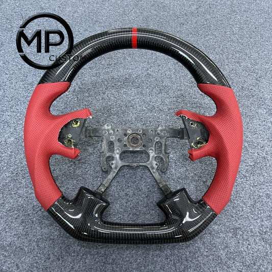 MPCUSTOM Fit For Acura TL 2004-2006 carbon fiber steering wheel red perforated leather red center line