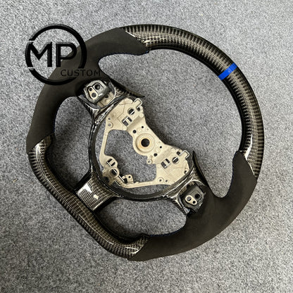MPCUSTOM Fit For Toyota 86 2016-2019/Subaru BRZ 2016-2019 carbon fiber steering wheel black Alcantara blue center line