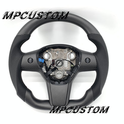 Mpcustom for Tesla model 3 Y 2022 carbon fiber steering wheel round top