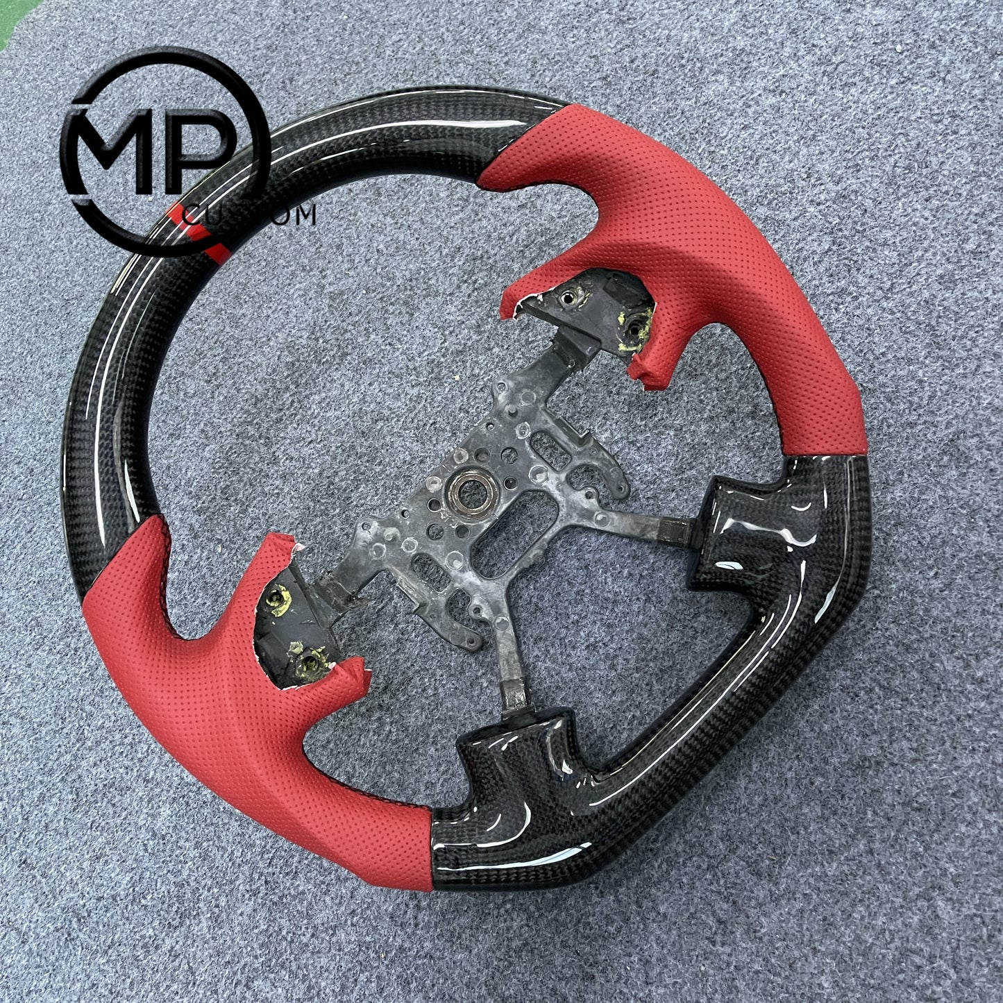 MPCUSTOM Fit For Acura TL 2004-2006 carbon fiber steering wheel red perforated leather red center line