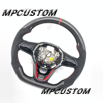 Mpcustom for Volkswagen MK8 carbon fiber steering wheel red stitching