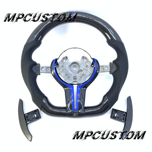 Mpcustom for BMW 7 series F01/F02/F03 carbon fiber steering wheel blue stitching
