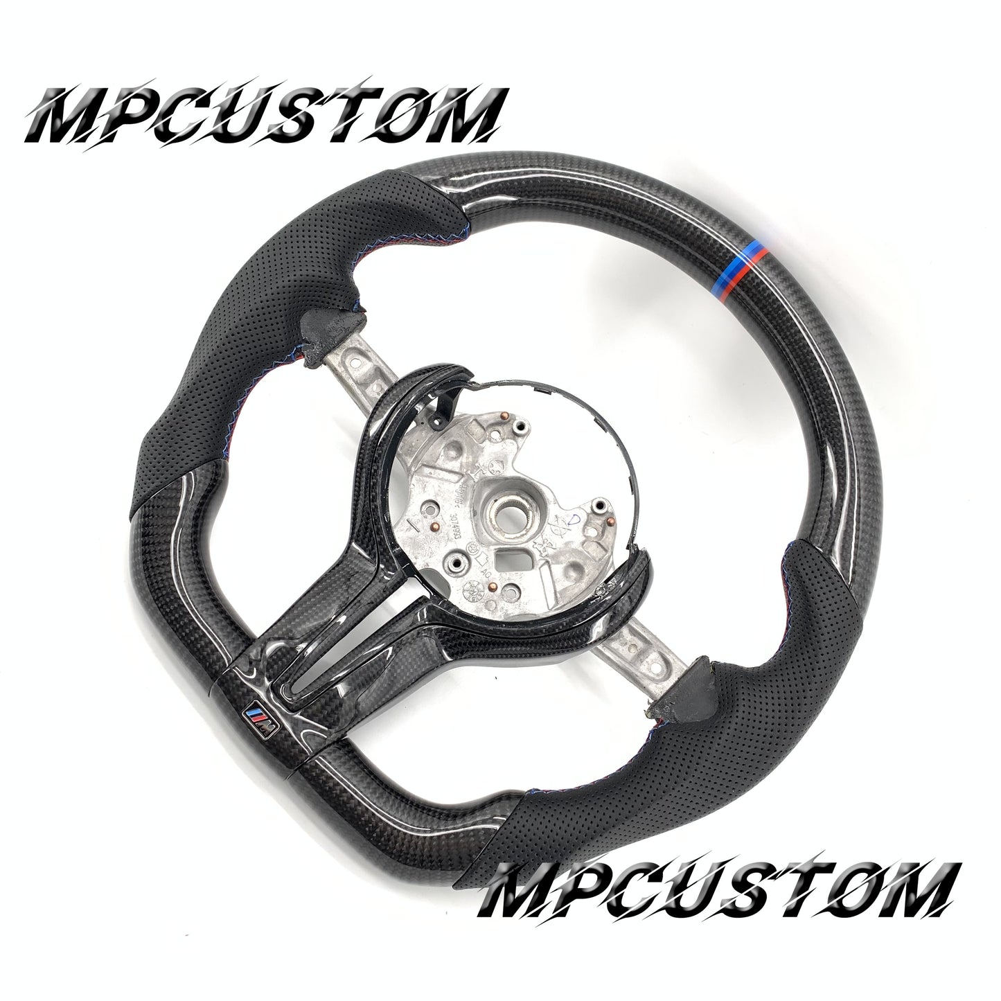 Mpcustom for BMW M2 F87/M3 F80/M4 F82/F83/M5F10/F90 carbon fiber steering wheel round top and perforated leather
