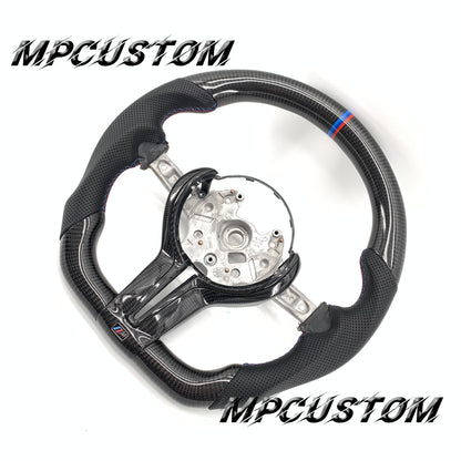 Mpcustom for BMW M2 F87/M3 F80/M4 F82/F83/M5F10/F90 carbon fiber steering wheel round top and perforated leather