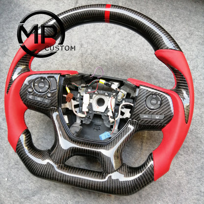 MPCUSTOM Fit For Honda pilot 2019-2022 carbon fiber steering wheel red perforated leather red center line thumb grips