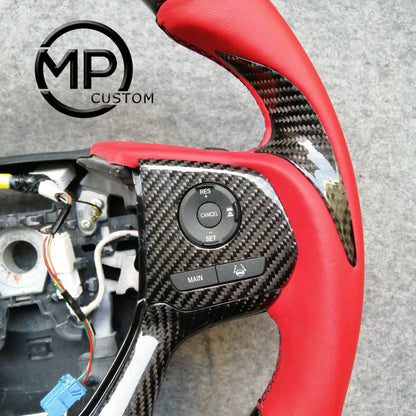 MPCUSTOM Fit For Honda pilot 2019-2022 carbon fiber steering wheel red perforated leather red center line thumb grips