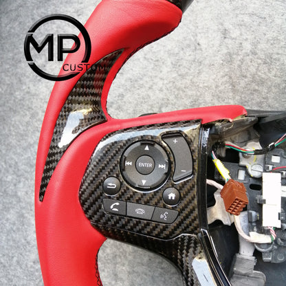 MPCUSTOM Fit For Honda pilot 2019-2022 carbon fiber steering wheel red perforated leather red center line thumb grips