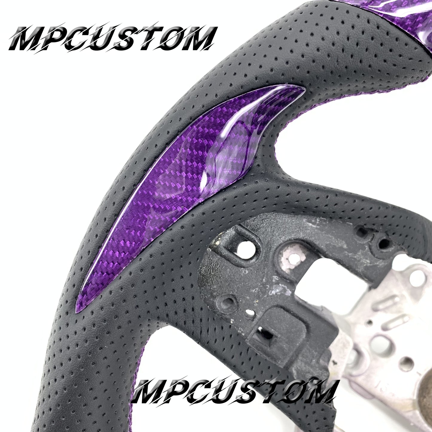 Mpcustom for Honda 10th Gen Civic 2016+ carbon fiber steering wheel purple stitching and round top