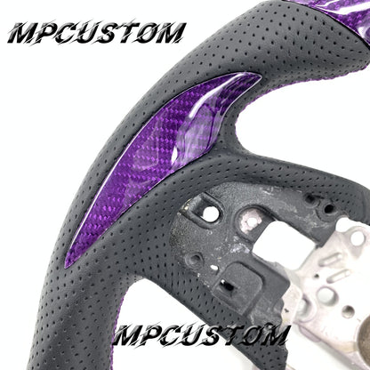 Mpcustom for Honda 10th Gen Civic 2016+ carbon fiber steering wheel purple stitching and round top