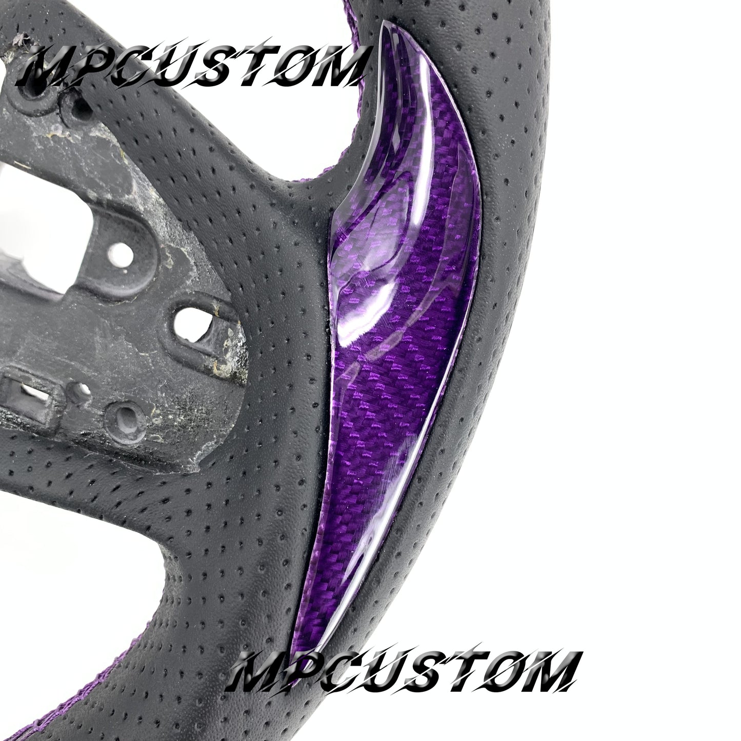 Mpcustom for Honda 10th Gen Civic 2016+ carbon fiber steering wheel purple stitching and flat bottom