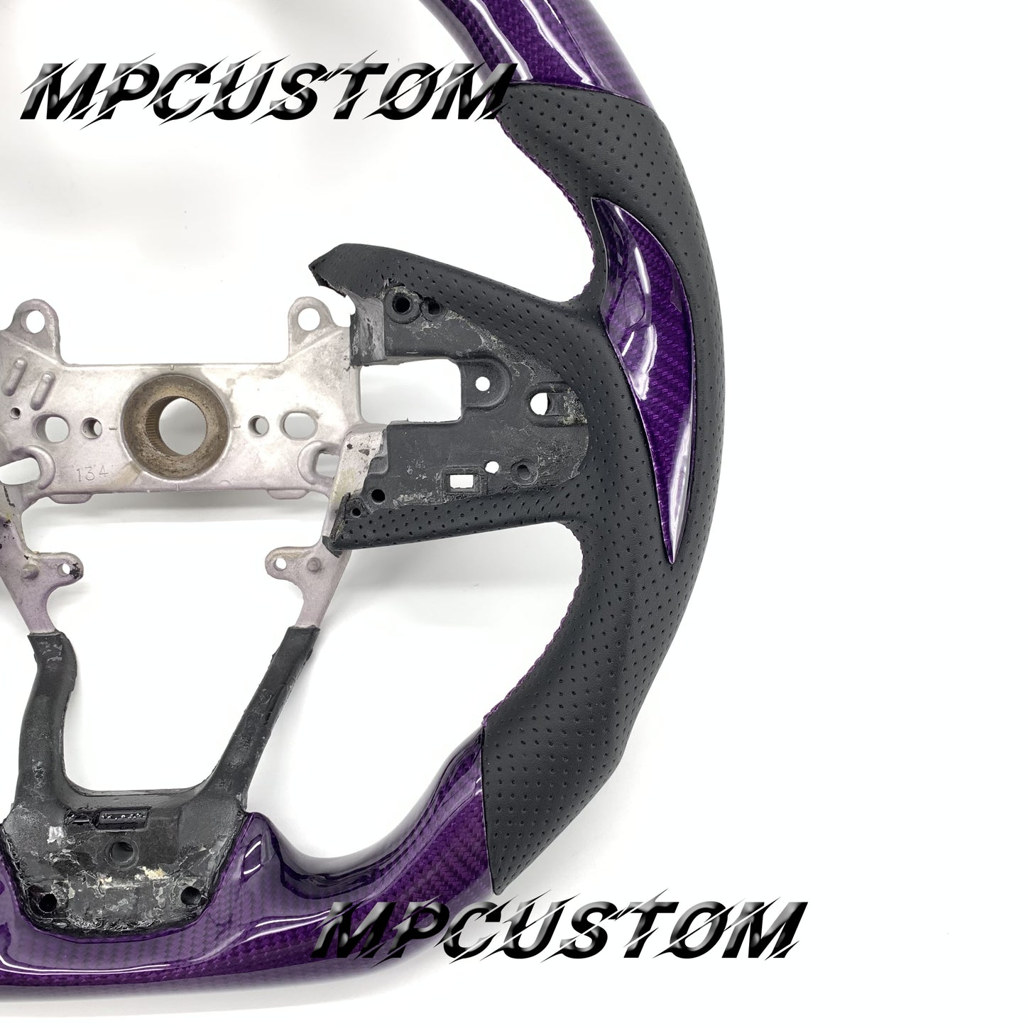 Mpcustom for Honda 10th Gen Civic 2016+ carbon fiber steering wheel purple stitching and round top