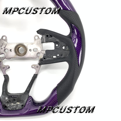 Mpcustom for Honda 10th Gen Civic 2016+ carbon fiber steering wheel purple stitching and round top