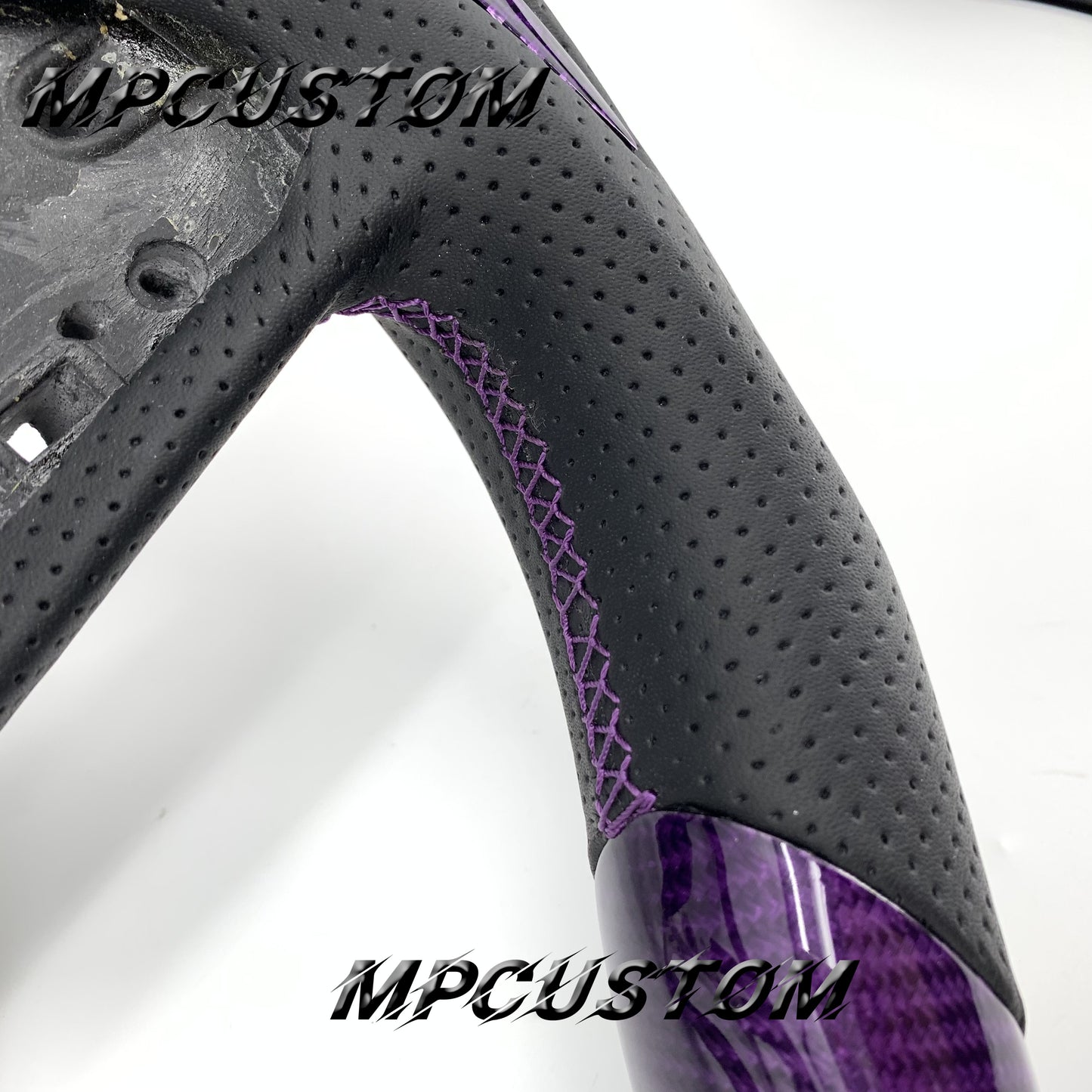 Mpcustom for Honda 10th Gen Civic 2016+ carbon fiber steering wheel purple stitching and round top