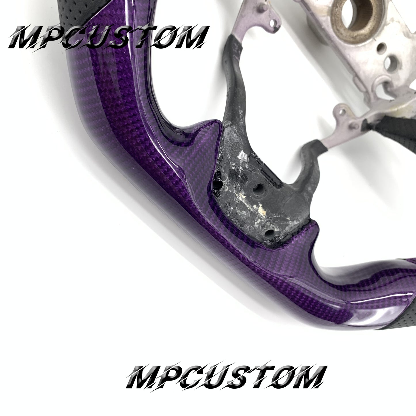 Mpcustom for Honda 10th Gen Civic 2016+ carbon fiber steering wheel purple stitching and round top