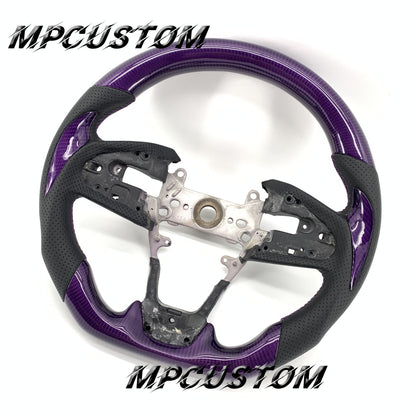 Mpcustom for Honda 10th Gen Civic 2016+ carbon fiber steering wheel purple stitching and round top