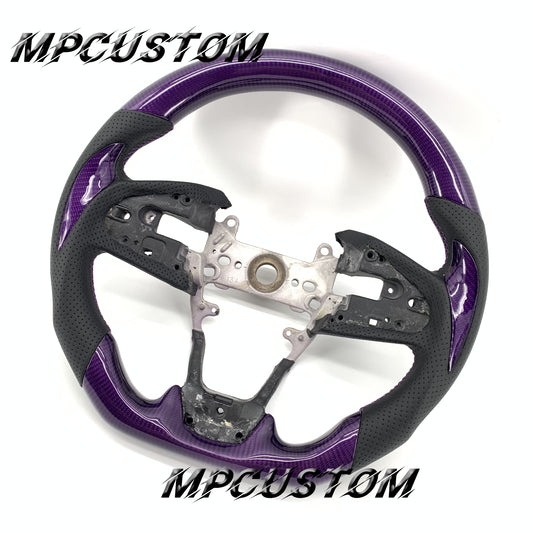 Mpcustom for Honda 10th Gen Civic 2016+ carbon fiber steering wheel purple stitching and round top