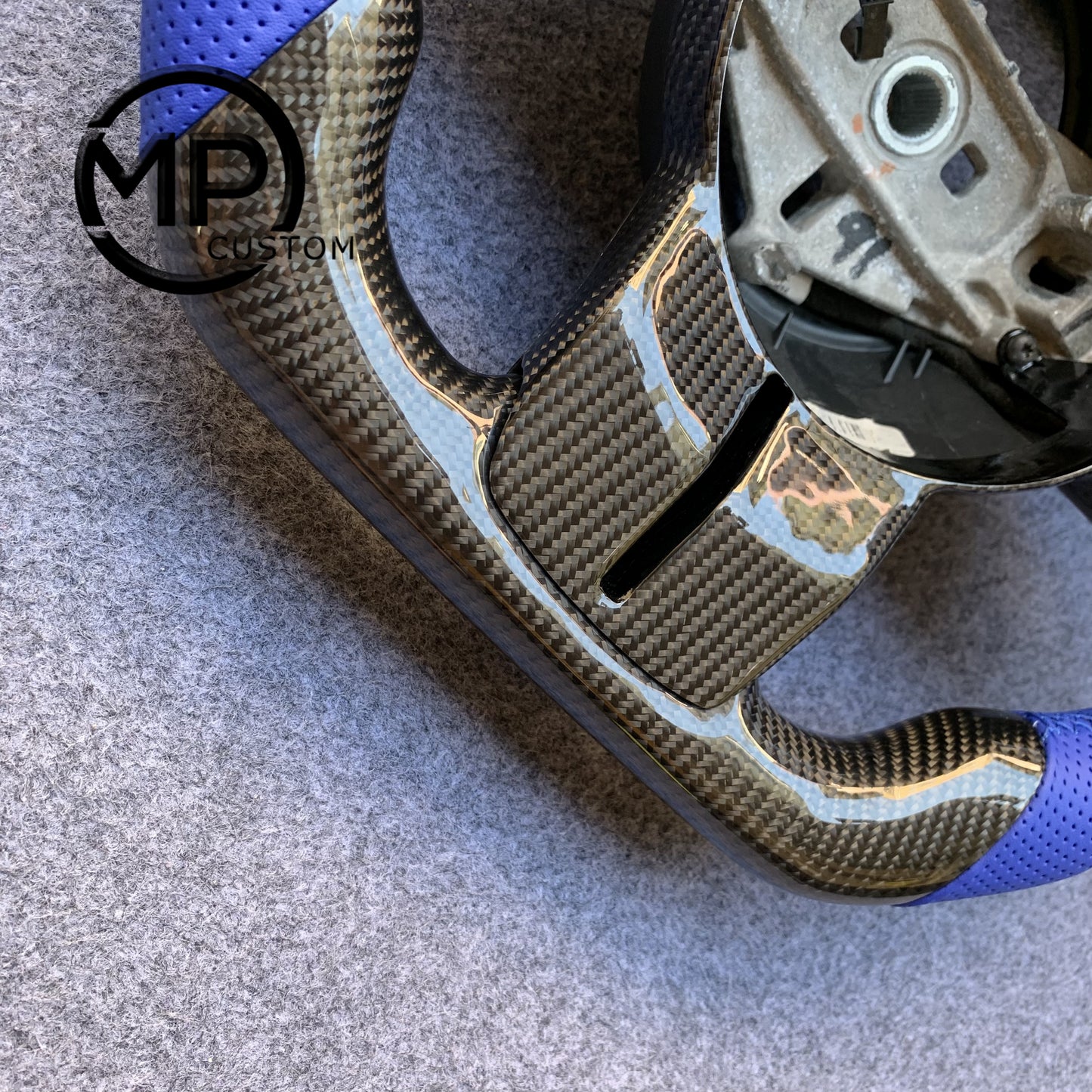 MPCUSTOM Fit For 2011-2017 Jeep Wrangler JK carbon fiber steering wheel blue perforated leather blue center line