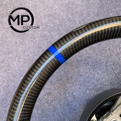 MPCUSTOM Fit For 2011-2017 Jeep Wrangler JK carbon fiber steering wheel blue perforated leather blue center line