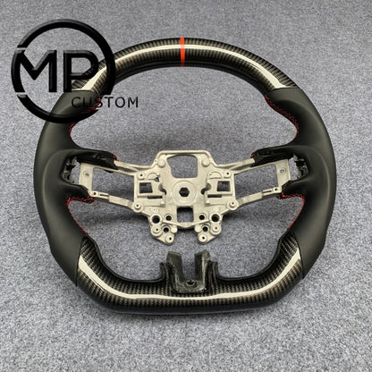 MPCUSTOM Fit For Ford mustang SHELBY GT350R 2018-2023 EcoBoost/GENUINE2018-2021 carbon fiber steering wheel black smooth leather red center line