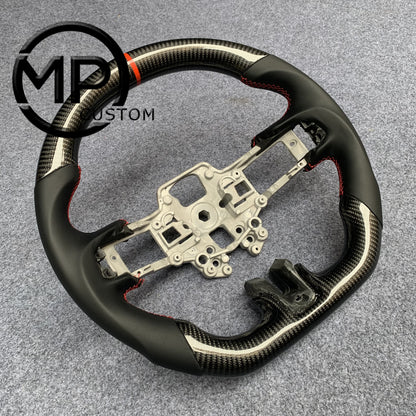 MPCUSTOM Fit For Ford mustang SHELBY GT350R 2018-2023 EcoBoost/GENUINE2018-2021 carbon fiber steering wheel black smooth leather red center line