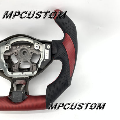Mpcustom for Nissan 370z Juke z34 carbon fiber steering wheel red stitching and matte