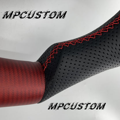 Mpcustom for Nissan 370z Juke z34 carbon fiber steering wheel red stitching and matte
