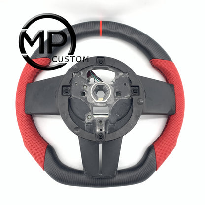 MPCUSTOM Fit For Ford mustang 2005-2009 matte carbon fiber steering wheel red smooth leather red center line