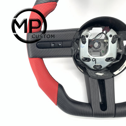 MPCUSTOM Fit For Ford mustang 2005-2009 matte carbon fiber steering wheel red smooth leather red center line