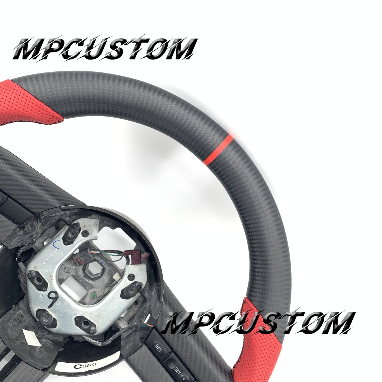 Mpcustom for Ford Mustang 2005-2008 carbon fiber steering wheel red stripe line