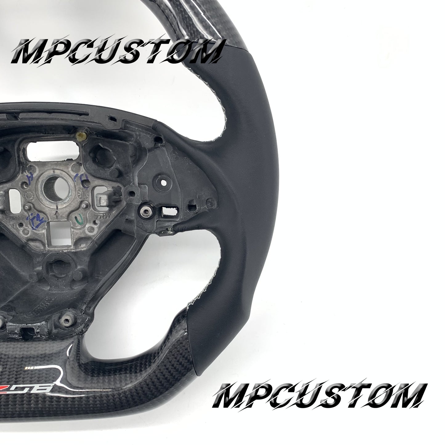 Mpcustom for Chevrolet Corvette C7 2014-2019 carbon fiber steering wheel white stitching