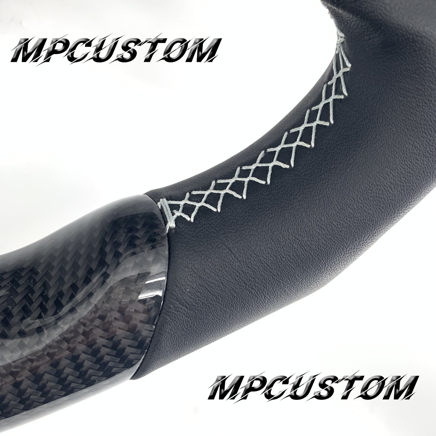 Mpcustom for Chevrolet Corvette C7 2014-2019 carbon fiber steering wheel white stitching